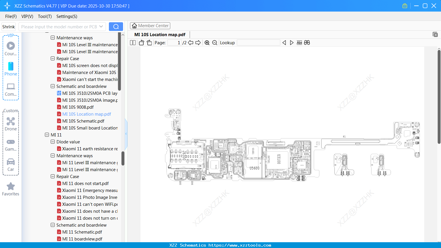 Xiaomi MI 10S Location Map